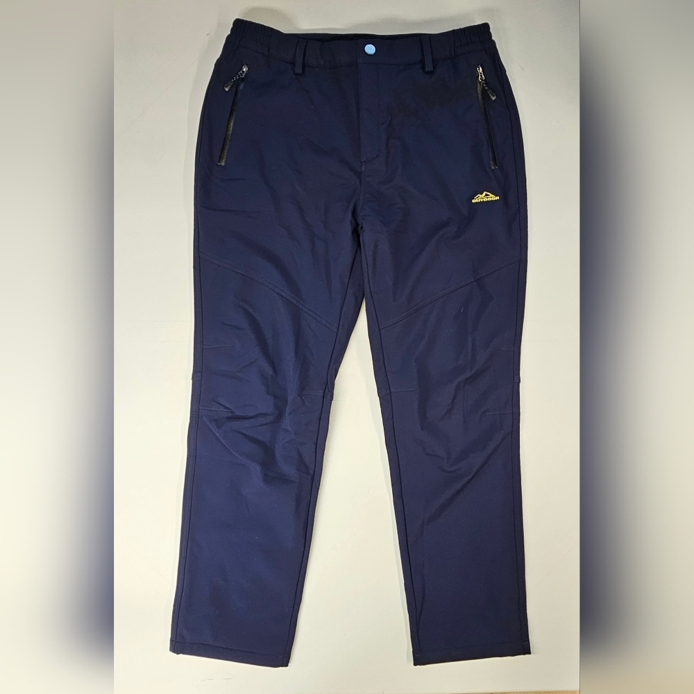 MAGCOMSEN Men Winter Pant 5 Zip Pocket Snow Blue Fleece Lined Water Resistant XL